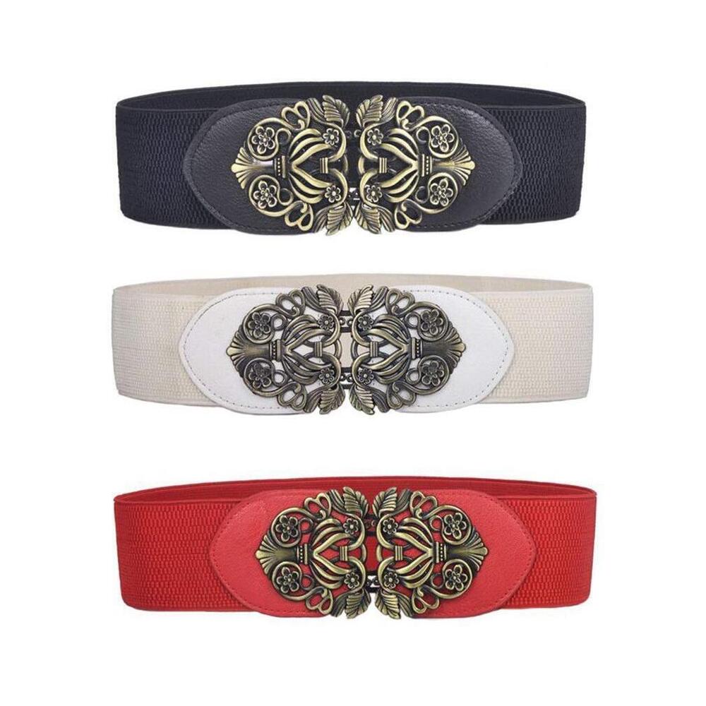 8198 3 Pack Women's Vintage Wide Elastic Stretch Waist Belt Waistband
